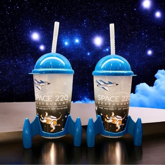 Disney Epcot Space 220 Rocket and Astronaut Straw Cups, Set of 2 - Picture 2 of 4